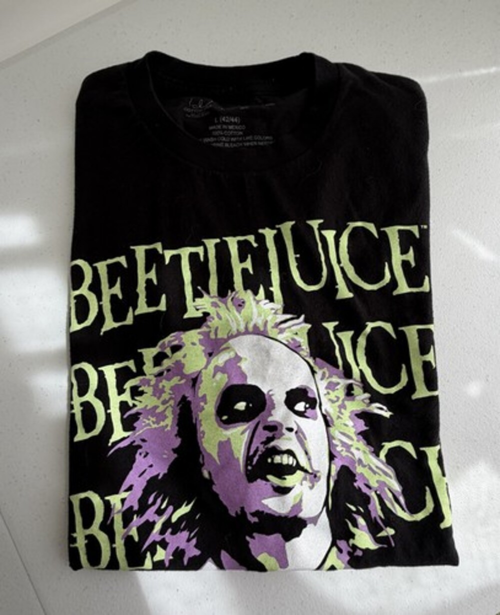 BEETLEJUICE Black Short Sleeve Men's Tee T Shirt Sz Large L 100 Cotton L(42/44) - Picture 4 of 5